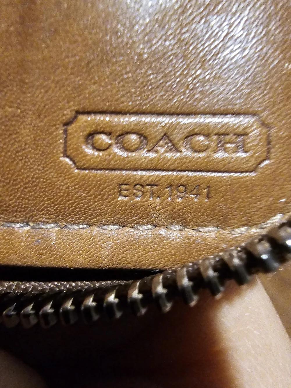 COACH Tan Leather Zip Wallet